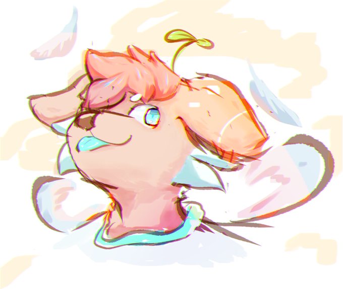 A pink anthro dog
